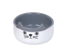 Nobby Миска для котов керамическая Cat Face 13х4 см 160 мл бело-серая