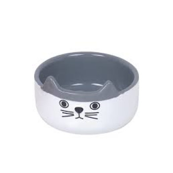 Nobby Миска для котов керамическая Cat Face 13х4 см 160 мл бело-серая