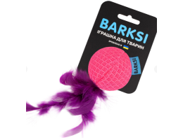 Barksi Игрушка для кошек Мяч с 3D сеткой, пером и бубенчиком розовый