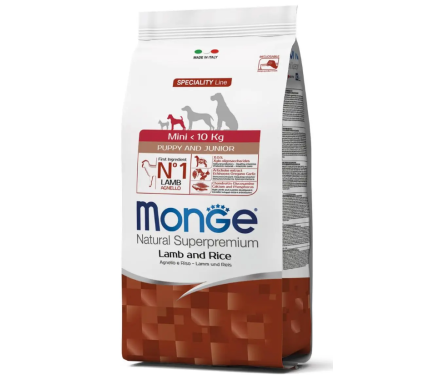 Monge Сухой корм для щенков Mini Puppy&Junior Ягненок и рис 2,5 кг