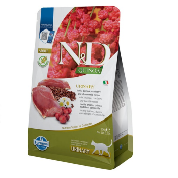 Farmina N&D Quinoa Urinary Adult Сухой корм для котов Утка, киноа, клюква и ромашка 300 г