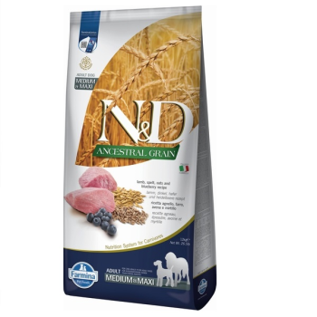 Farmina N&D Low Grain Adult Medium&Maxi Сухой корм для собак Ягнёнок и черника 12 кг