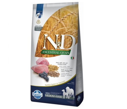 Farmina N&D Low Grain Adult Medium&Maxi Сухой корм для собак Ягнёнок и черника 12 кг