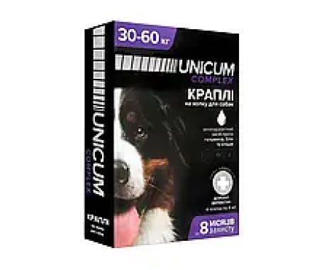 Unicum Complex Капли для собак от гельминтов, блох и клещей 30-60 кг 4,0 мл Цена за 1 пипетку
