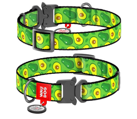 Waudog Nylon Нашийник для собак QR паспорт металева пряжка фастекс Ш 15 мм Д 23-35 см Авокадо
