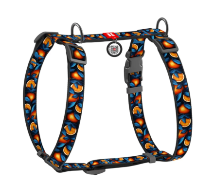 Waudog Nylon Шлейка для собак анатомическая QR паспорт 2х40-70х50-80 см Апельсины