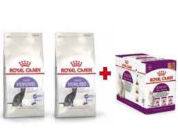 Royal Canin Сухий корм для котів Sterilised 2x4 кг + 12 паучів Sensory