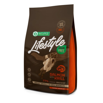 Nature\'s Protection Сухой корм для собак Lifestyle Small and Mini Breeds Лосось с Крилем 1,5 кг