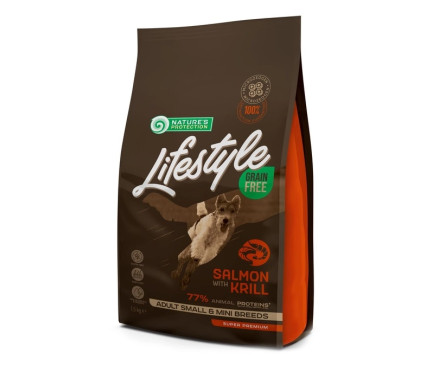 Nature\'s Protection Сухой корм для собак Lifestyle Small and Mini Breeds Лосось с Крилем 1,5 кг