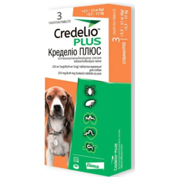 Credelio Plus Таблетки ендектоцид для собак вагою від 5,5 до 11 кг Ціна за 1 табл