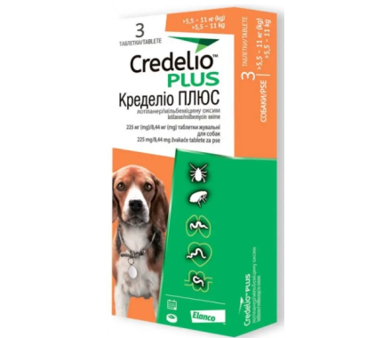Credelio Plus Таблетки ендектоцид для собак вагою від 5,5 до 11 кг Ціна за 1 табл