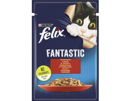 Felix Fantastic Влажный корм для котов Говядина в желе 85 г