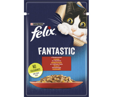Felix Fantastic Влажный корм для котов Говядина в желе 85 г