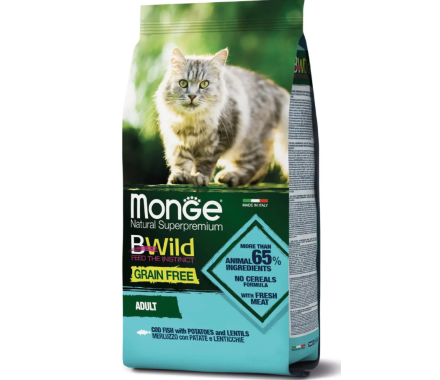 Monge Сухой корм для котов Bwild Grain Free Треска 1,5 кг