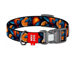 Waudog Nylon Ошейник для собак QR-паспорт пластиковый фастекс Ш 25 мм Д 33-49 см Апельсины