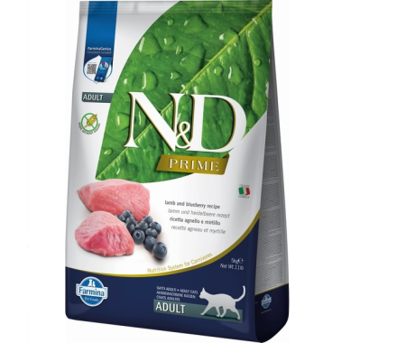 Farmina N&D Prime Grain Free Adult Сухой корм для котов Ягненок и черника 5 кг