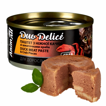 AnimAll Cat Duo Delice Консерва для котів Паштет з качки зі шматочками краба 80 г