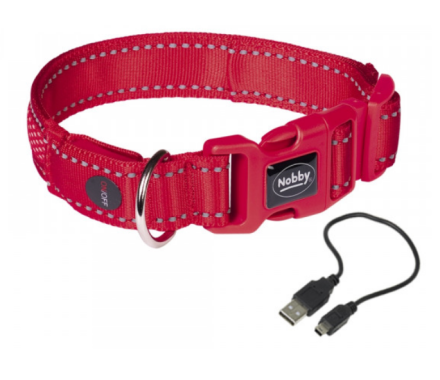 Nobby Ошейник для собак USB Flash mesh XS-S 2х28-38 см красный