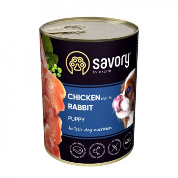 Savory Консерва для щенков Курица и кролик 400 г