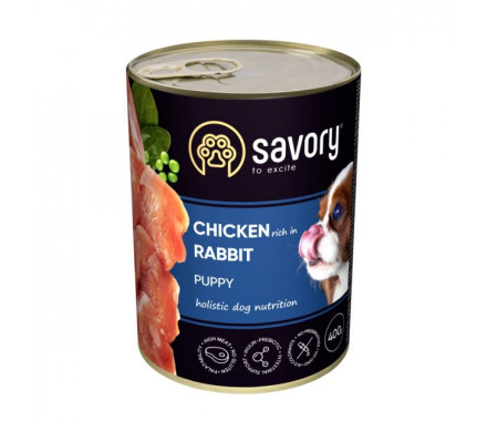 Savory Консерва для щенков Курица и кролик 400 г