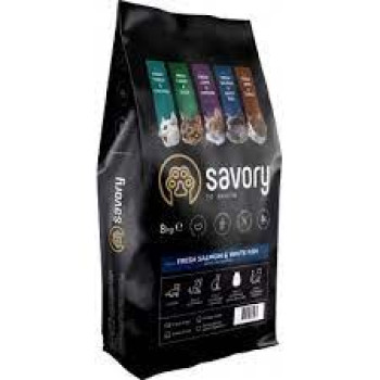 Savory Сухой корм для котов Лосось и белая рыба 8 кг