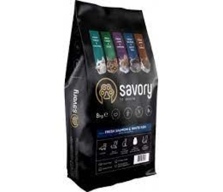 Savory Сухой корм для котов Лосось и белая рыба 8 кг