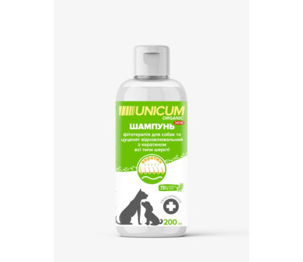 Unicum Organic Шампунь для собак восстанавливающий с кератином 200 мл