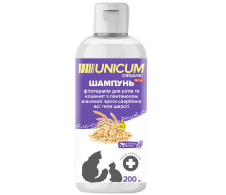 Unicum Organic Шампунь для кошек с пантенолом овсяный против зуда 200 мл