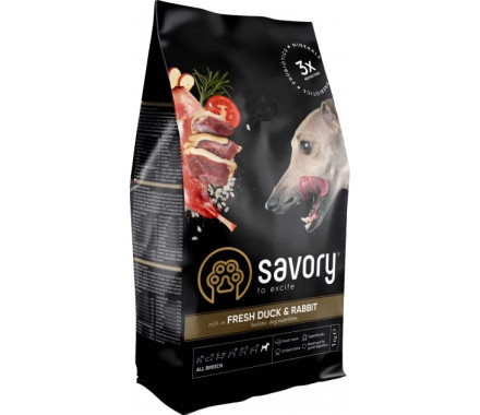 Savory Сухой корм для собак Утка и кролик 3 кг