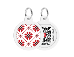 WAUDOG Smart ID Адресник для собак и котов QR-паспорт металл Д 25 мм Вышиванка