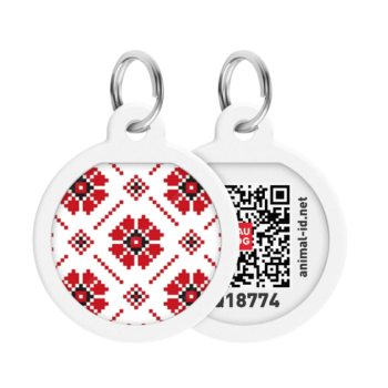 WAUDOG Smart ID Адресник для собак и котов QR-паспорт металл Д 25 мм Вышиванка