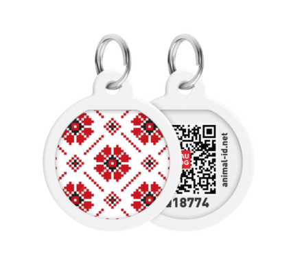WAUDOG Smart ID Адресник для собак и котов QR-паспорт металл Д 25 мм Вышиванка