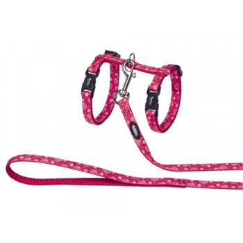 Nobby Шлейка + поводок для кошек Flower Red нейлоновый красный