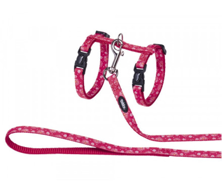 Nobby Шлейка + поводок для кошек Flower Red нейлоновый красный