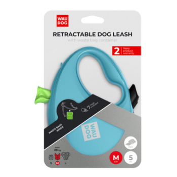 Waudog R-leash Рулетка-поводок для собак с контейнером для пакетов S 3 м фиолетовый