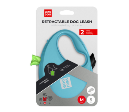 Waudog R-leash Повідець-рулетка для собак з контейнером для пакетів S 3 м фіолетовий